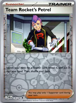 Pokemon Card 176/182 Team Rocket's Petrel Reverse Holo Uncommon Destined Rivals - Image 1