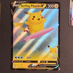 Surfing Pikachu 5 NM Flying V VMAX Pokemon Celebrations XY Evolutions Card 25th - Image 4