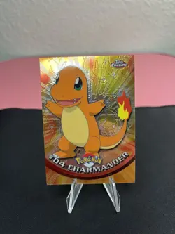 CHARMANDER #04 2000 TOPPS CHROME SERIES 1 HOLO FOIL POKEMON TV ANIMATION CARD NM - Image 1