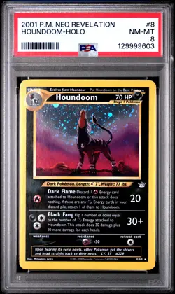 2001 POKEMON NEO REVELATION #8 HOUNDOOM-HOLO PSA 8 - Image 1