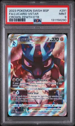 2023 POKEMON SWSH BLACK STAR PROMO 291 LUCARIO VSTAR CROWN ZENITH ETB PSA 9 - Image 1