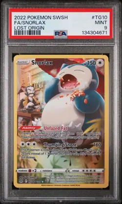 2022 POKEMON SWORD & SHIELD LOST ORIGIN TG10 FULL ART/SNORLAX PSA 9 - Image 1