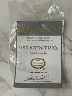 1999 Pokemon Mewtwo Special Edition 23 Karat Gold Plated Card w/ COA & Case 23K - Image 4