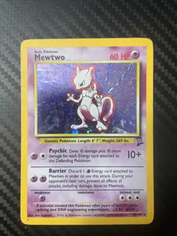 Mewtwo Holo Rare Card 10/130 Base Set 2 Mp / Hp Pokemon Card - Image 1