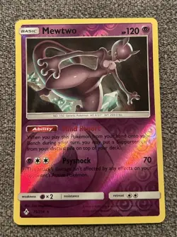 Mewtwo 75/214 LP/NM Reverse Holo Rare Unbroken Bonds Foil SM Pokemon TCG Card - Image 1