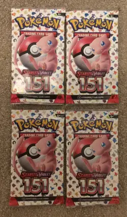 Pokemon 151 Sealed Packs Of Cards English TCG Scarlet & Violet 4 Booster Packs - Image 1