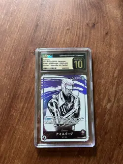 One Piece Iceburg CGC Pristine 10 Japanese OP03-058 Alt Art Leader Graded Card - Image 1