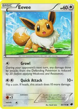 Eevee 89/116 B&W Plasma Freeze Common PERFECT MINT! Pokemon - Image 1
