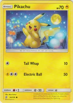 Pikachu 56/236 S&M Unified Minds Common PERFECT MINT! Pokemon - Image 1