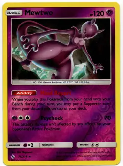 Pokemon - Mewtwo 75/214 Unbroken Bonds Sun & Moon Reverse Holo Rare NM - Image 1