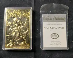 Pokemon 23K Gold Plated MEWTWO Trading Card 1999 Burger King - Image 1