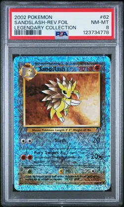 2002 POKEMON LEGENDARY COLLECTION #62 SANDSLASH-REVERSE FOIL PSA 8 - Image 1