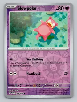 Reverse Holo Slowpoke #079/165 Common SV: Scarlet & Violet 151 Pokemon - Image 1