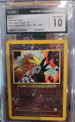 CGC 10 GEM Pokemon ENTEI Black Star Holo PROMO #34 Wizard of the Coast Foil - Image 2