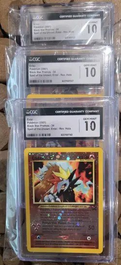 CGC 10 GEM Pokemon ENTEI Black Star Holo PROMO #34 Wizard of the Coast Foil - Image 3