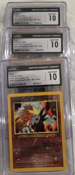 CGC 10 GEM Pokemon ENTEI Black Star Holo PROMO #34 Wizard of the Coast Foil - Image 4