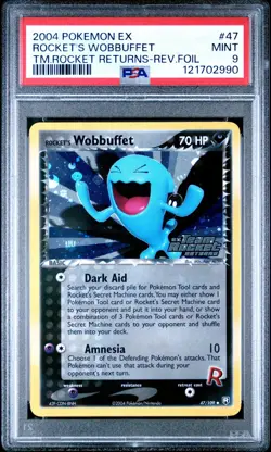 POKEMON Card Psa 9 Mint Wobbuffet Reverse Holo EX TEAM ROCKET RETURNS #47 - Image 1