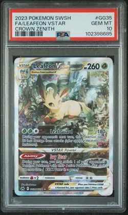 LEAFEON VSTAR GG35/GG70 | PSA 10 | Crown Zenith Graded Pokemon Card - Image 1