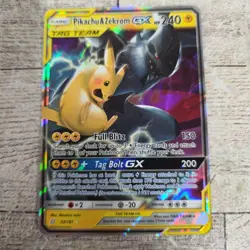 Pokemon Pikachu & Zekrom GX TCG Sun & Moon Team Up Holo Ultra Rare Card 33/181 - Image 1