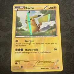 Pokemon Pikachu TCG Black White Holo Card 115/114 Secret Rare - Image 1