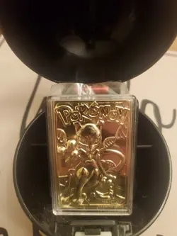 Pokemon 23K Gold Plated Mewtwo Trading Card 1999 Burger King Limited Edition COA - Image 1