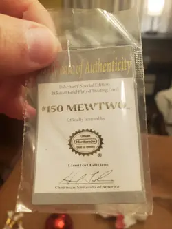 Pokemon 23K Gold Plated Mewtwo Trading Card 1999 Burger King Limited Edition COA - Image 4