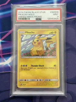 Pokemon Pikachu Unified Minds Black Star Holo Promo SM206 PSA 9 Mint - Image 1
