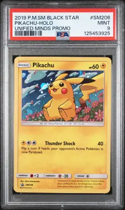 Pokemon Pikachu Unified Minds Black Star Holo Promo SM206 PSA 9 Mint - Image 3
