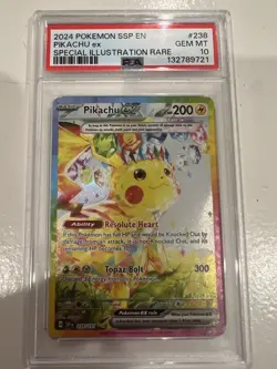 2024 Pokemon Ssp En-Surging Sparks #238 Pikachu Ex PSA 10 - Image 1
