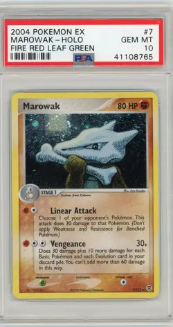 2004 Pokemon Marowak EX Fire Red & Leaf Green Holo Rare #7 PSA 10 Gem Mint - Image 1