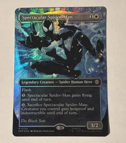 Magic MTG Marvel Spectacular Spider-Man #235 Textured Foil Card “The Black Suit” - Image 1