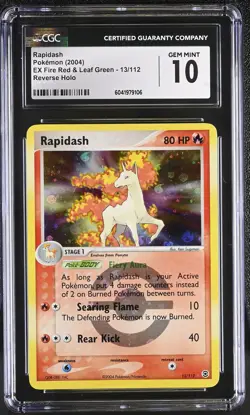 CGC 10 Rapidash EX Fire Red & Leaf Green 13/112 Reverse Holo Pokemon Card - Image 1