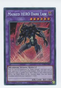 Yugioh RA01-EN025 Masked HERO Dark Law Secret Rare 1st Edition NM/LP - Image 1