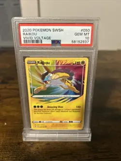 Pokemon TCG Raikou Vivid Voltage Amazing Rare Card, PSA 10 - Image 1