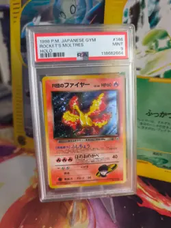 Pokemon Card Rocket's Moltres Lavados Vintage Japanese Gym heroes 1998 PSA 9 - Image 1