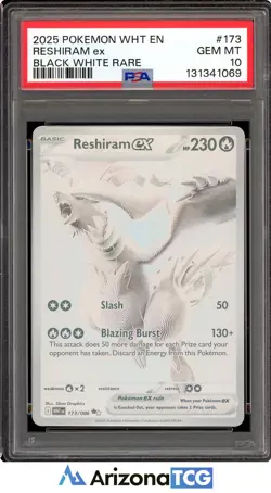 Pokemon 2025 Reshiram ex #173 Black White Rare White Flare GEM MINT PSA 10 - Image 1