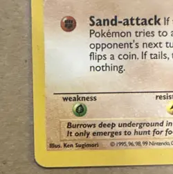 Sandshrew Pokemon 1st Edition Base Set 62/102 LP-NM Non-Holo Shadowless Common - Image 2