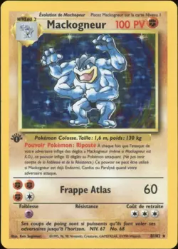 1999 Pokemon FRENCH 1st Edition Base Set Mackogneur-Machamp Holo 8/102 EX-MT - Image 1