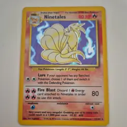 Ninetales Base SetRare Holo Unlimited Pokemon Card 12/102 1999 LP - Image 1