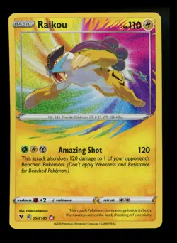 #2 Raikou 050/185 Vivid Voltage 2020 Amazing Rare Holo Rare Pokemon Card TCG - Image 1