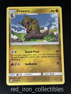 Fraxure 155/236 Uncommon Unified Minds Sun & Moon Pokemon Card 2019 - Image 1