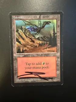 Mtg Signed Altered Shivan Dragon Mountain (C) - Beta - Image 1