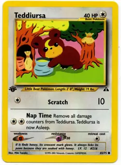 Pokemon - 1st Edition Neo Discovery Teddiursa 65/75 LP - Image 1