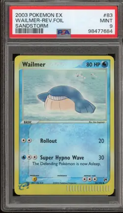 Pokemon Wailmer EX Sandstorm Reverse Holo #83 PSA 9 Mint - Image 1
