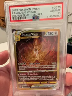 PSA 10 Arceus Vstar GG70 Pokemon Crown Zenith Galarian Gallery Secret Rare Gold - Image 1
