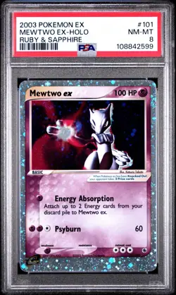 Pokemon TCG Mewtwo Ex 101/109 Ex Holo Ruby & Sapphire PSA 8 - Image 3