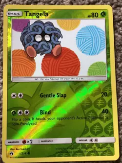 Tangela Pokemon Card 1/214 Reverse Holo- Used -Sun & Moon-Lost Thunder - Image 1
