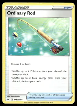 Ordinary Rod 171/202 Sword & Shield Pokemon TCG trading card - Image 1
