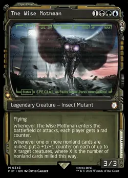 1x The Wise Mothman - Showcase - Foil NM-Mint, English Universes Beyond: Fallout - Image 1