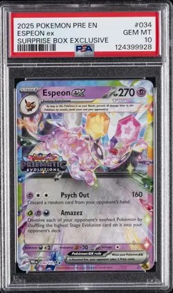 2025 POKEMON PRE EN-PRISMATIC EVOLUTIONS SURPRISE BOX EXCLUSIVE ESPEON EX PSA 10 - Image 1